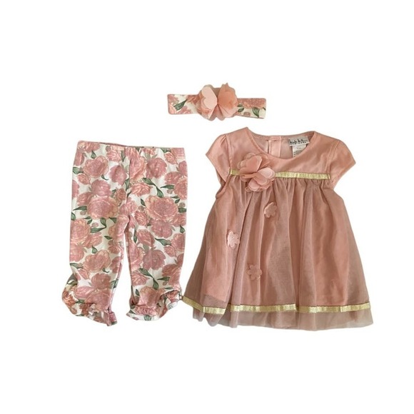 ❤️ Nicole Miller Dress & Floral Pant Set Size 24 Months - Picture 4 of 4